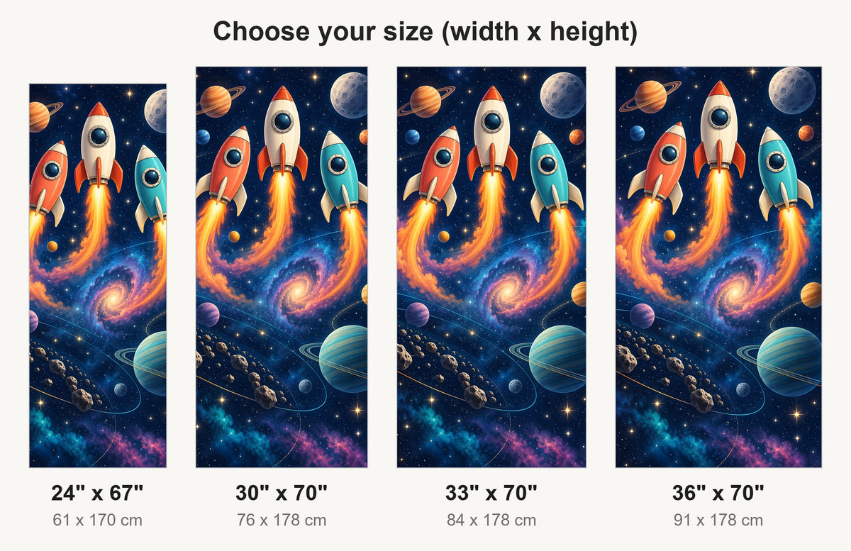 Rocket Ships fridge wrap available sizes 24, 30, 33 and 36 inch