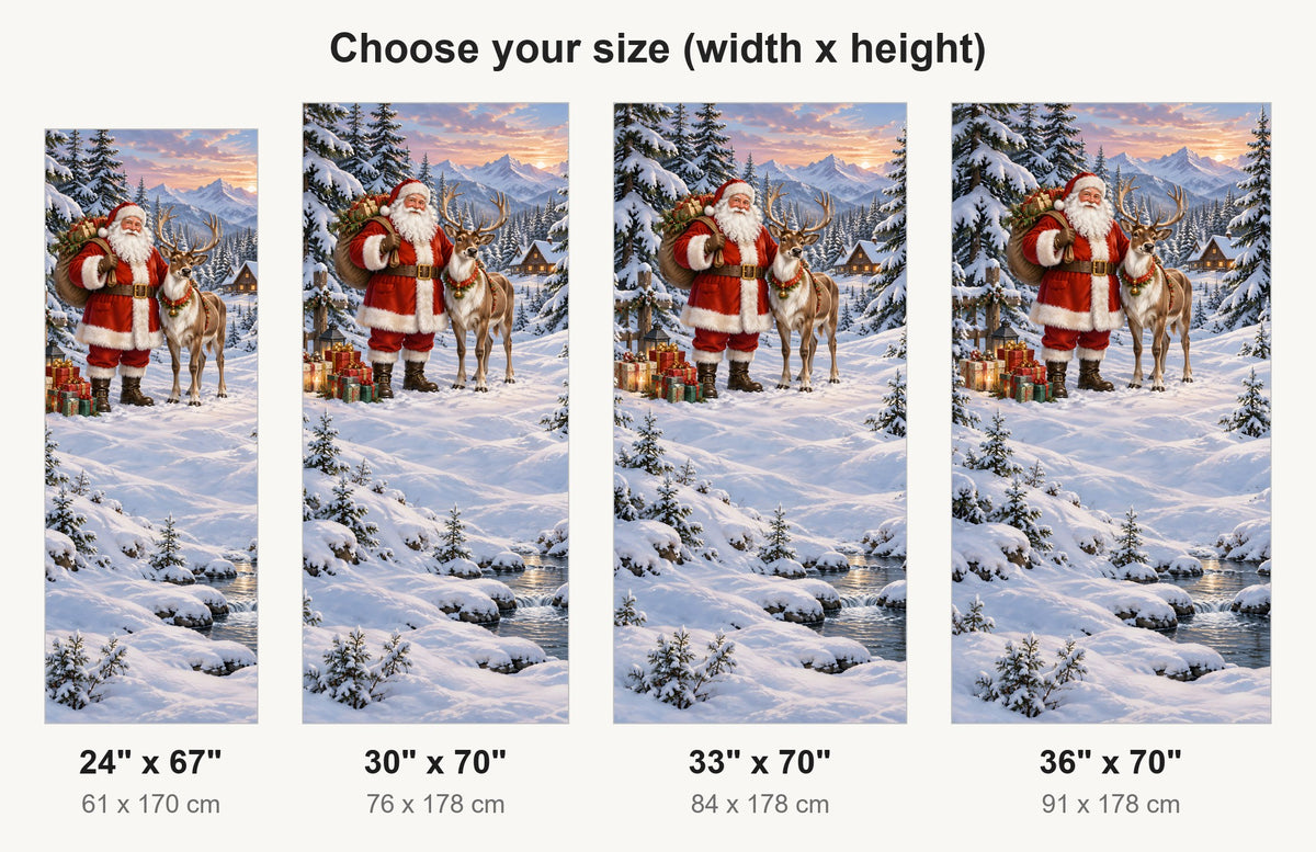 Santa & Reindeer fridge wrap available sizes 24, 30, 33 and 36 inch