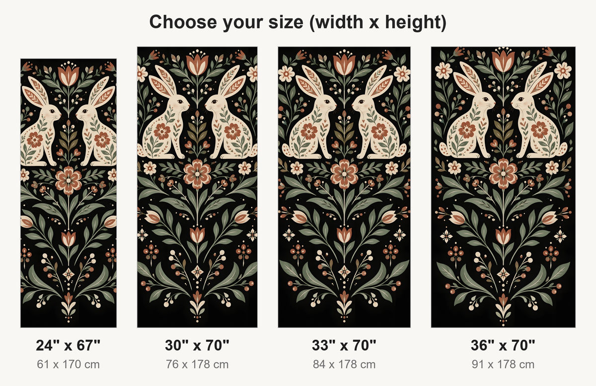 Scandinavian Folk Rabbits fridge wrap available sizes 24, 30, 33 and 36 inch