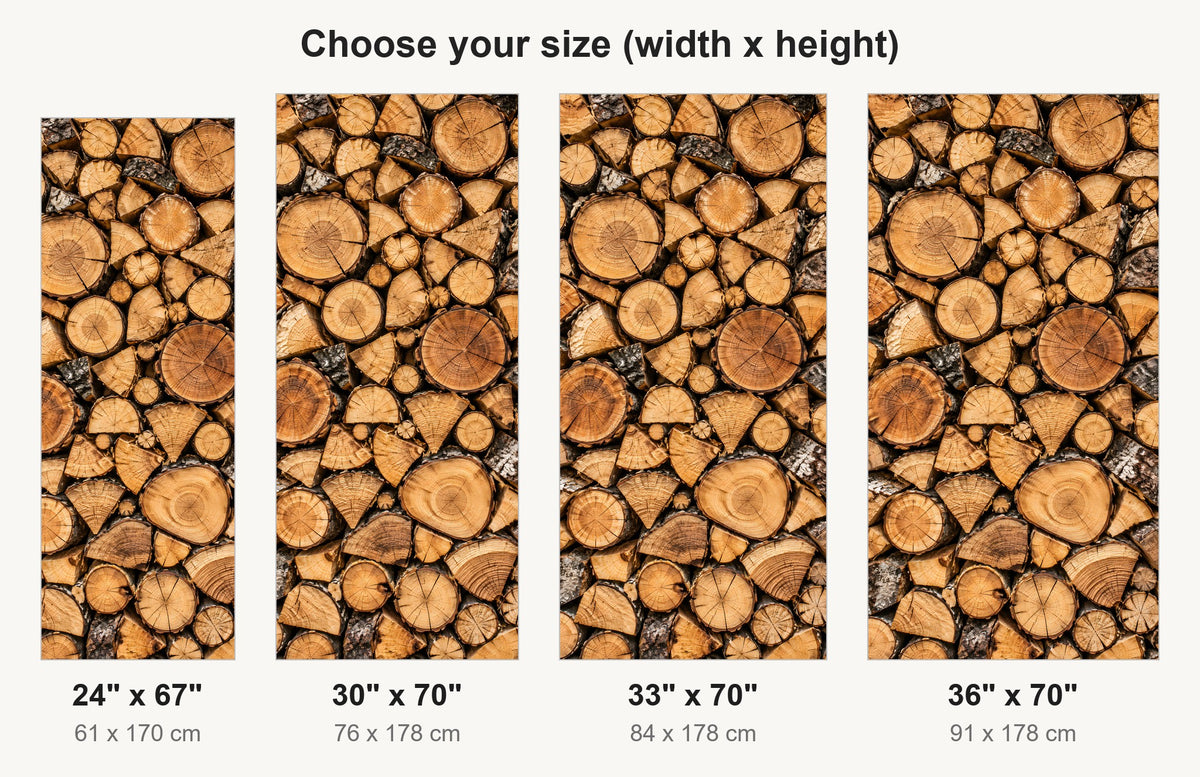 Stacked Firewood fridge wrap available sizes 24, 30, 33 and 36 inch