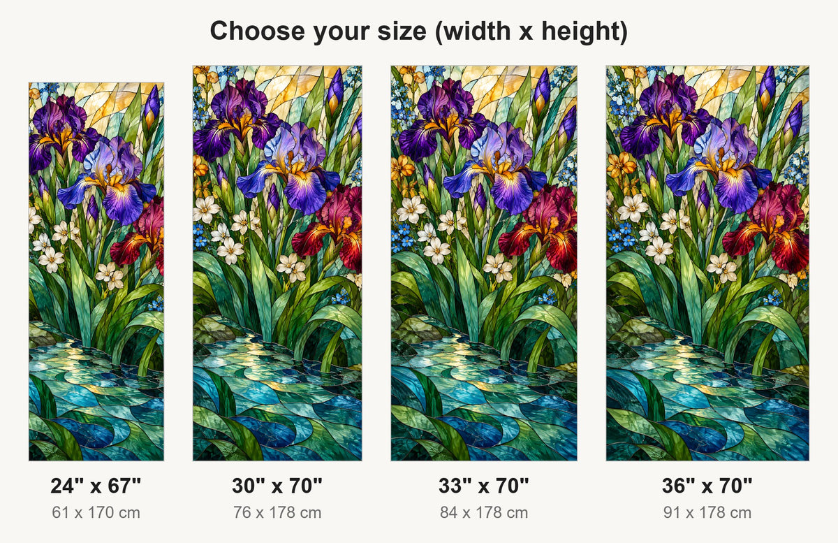 Stained Glass Flowers fridge wrap available sizes 24, 30, 33 and 36 inch