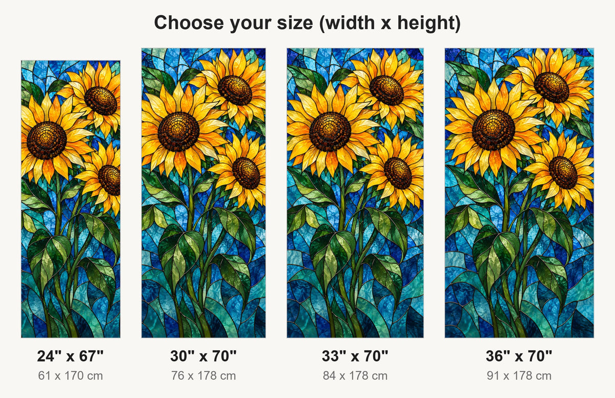Stained Glass Sunflowers fridge wrap available sizes 24, 30, 33 and 36 inch