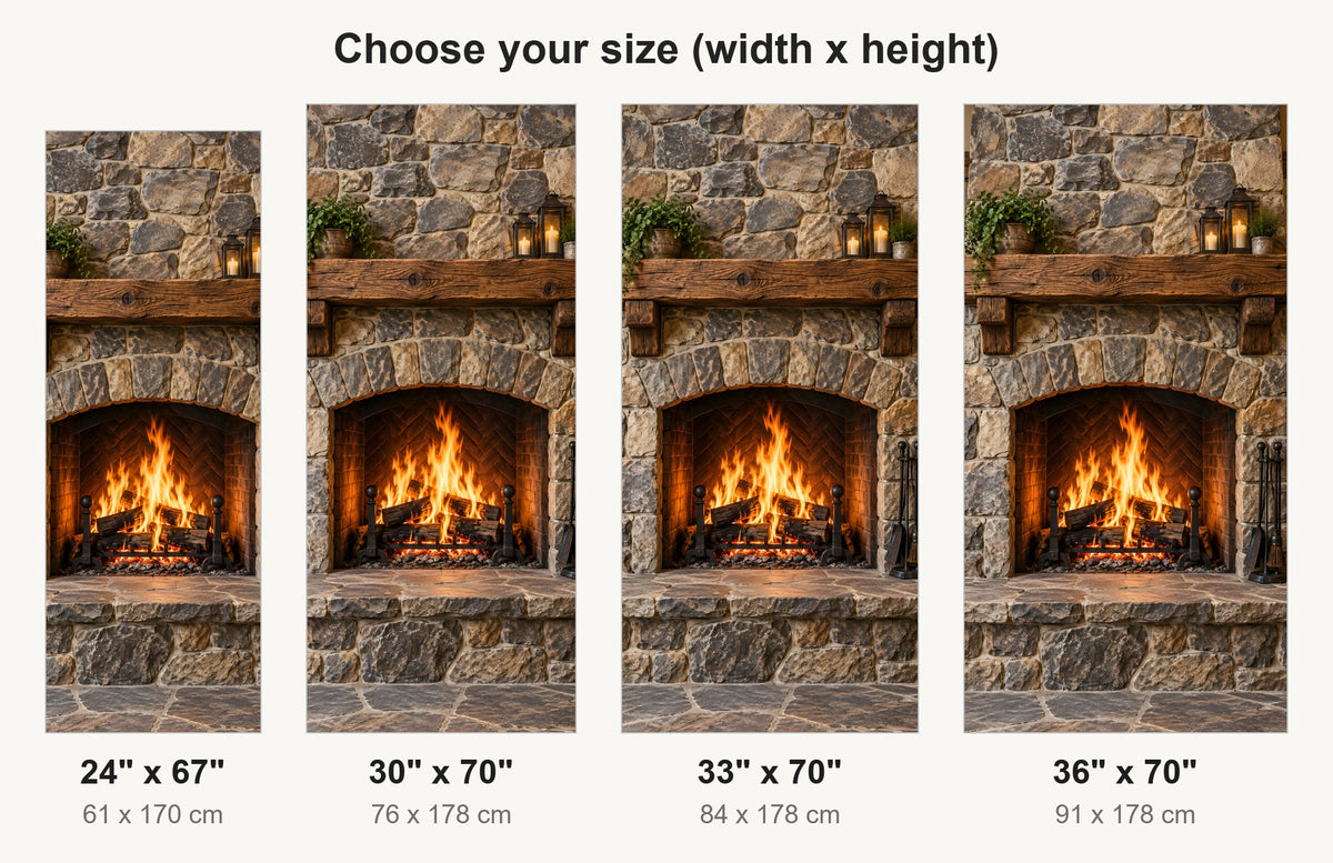 Stone Fireplace fridge wrap available sizes 24, 30, 33 and 36 inch