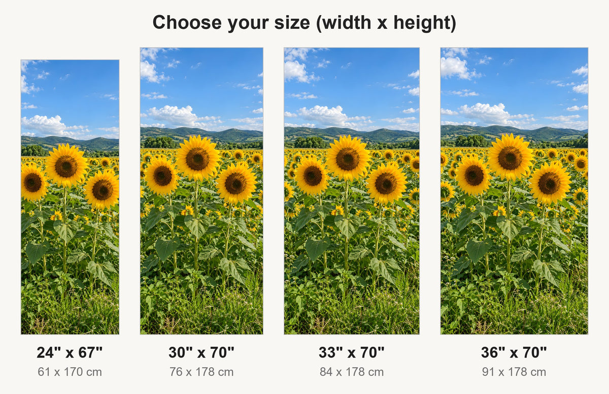 Sunflower Field fridge wrap available sizes 24, 30, 33 and 36 inch