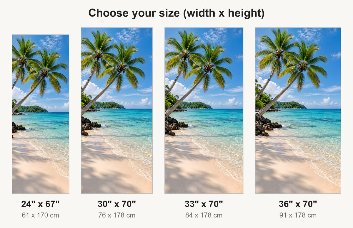 Tropical Beach fridge wrap available sizes 24, 30, 33 and 36 inch