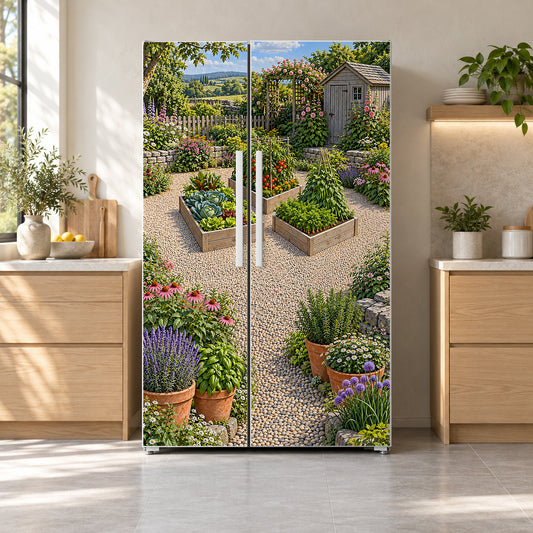 Vegetable Garden Raised Beds fridge wrap on a side-by-side refrigerator