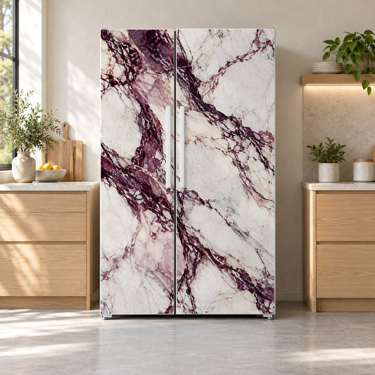 Viola Marble fridge wrap on a side-by-side refrigerator