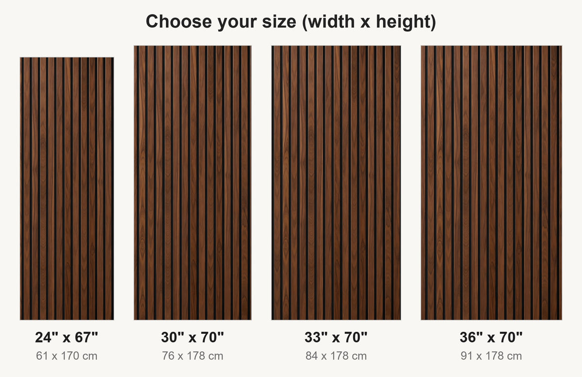 Walnut Slat Wall Panels fridge wrap available sizes 24, 30, 33 and 36 inch
