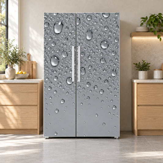 Water Drops fridge wrap on a side-by-side refrigerator