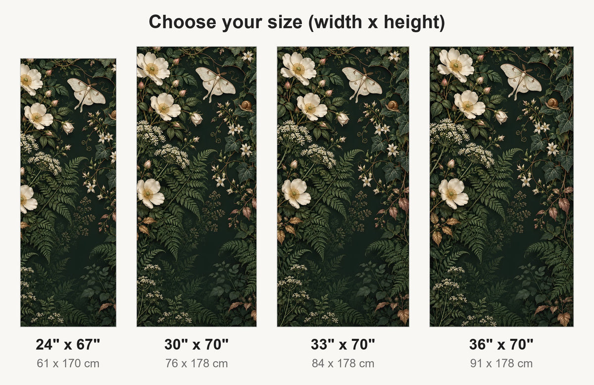 Whimsical Dark Botanical fridge wrap available sizes 24, 30, 33 and 36 inch