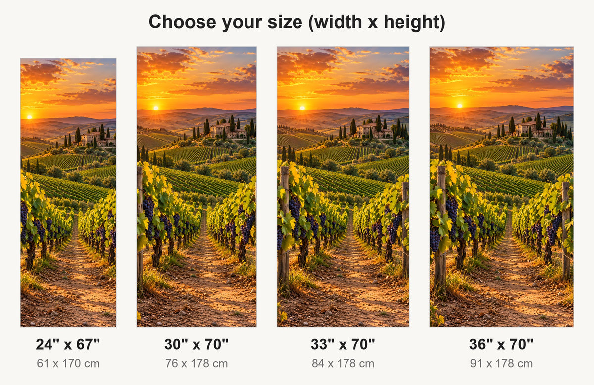 Wine Country Vineyard Sunset fridge wrap available sizes 24, 30, 33 and 36 inch
