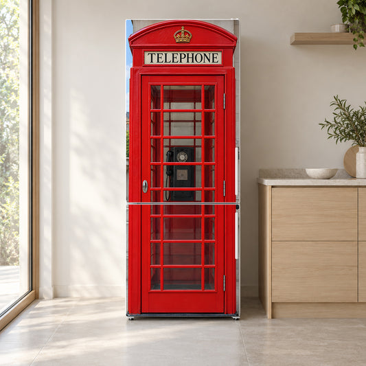 London Phone Booth Fridge Wrap – Full Color Vinyl Refrigerator Decal