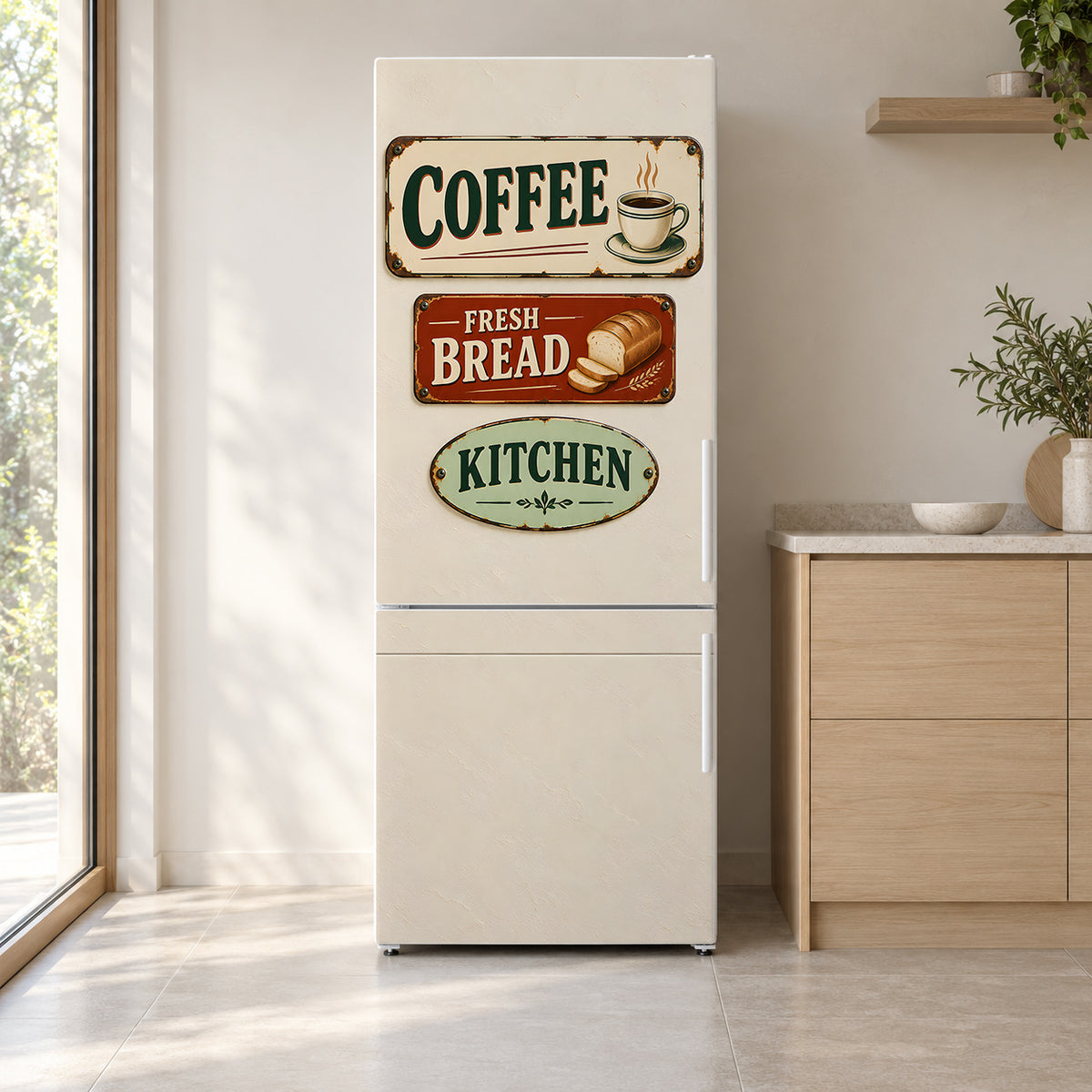 Vintage Kitchen Signs Fridge Wrap – Full Color Vinyl Refrigerator Decal