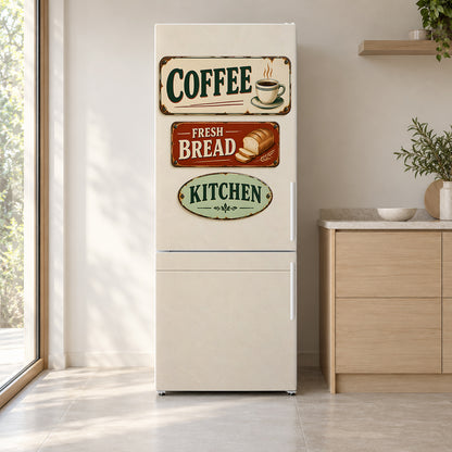 Vintage Kitchen Signs Fridge Wrap – Full Color Vinyl Refrigerator Decal