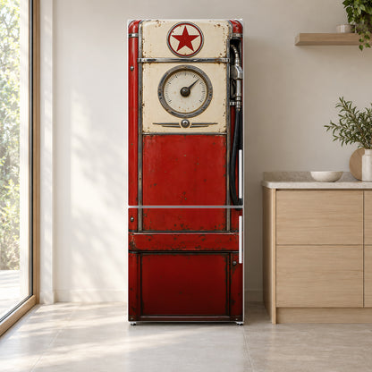 Vintage Gas Pump Fridge Wrap – Full Color Vinyl Refrigerator Decal