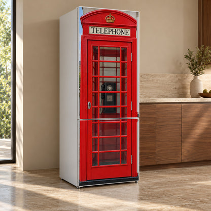 London Phone Booth Fridge Wrap – Full Color Vinyl Refrigerator Decal