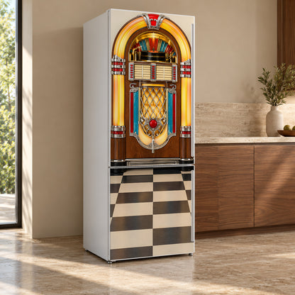 Retro Jukebox Fridge Wrap – Full Color Vinyl Refrigerator Decal