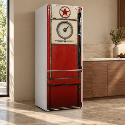 Vintage Gas Pump Fridge Wrap – Full Color Vinyl Refrigerator Decal