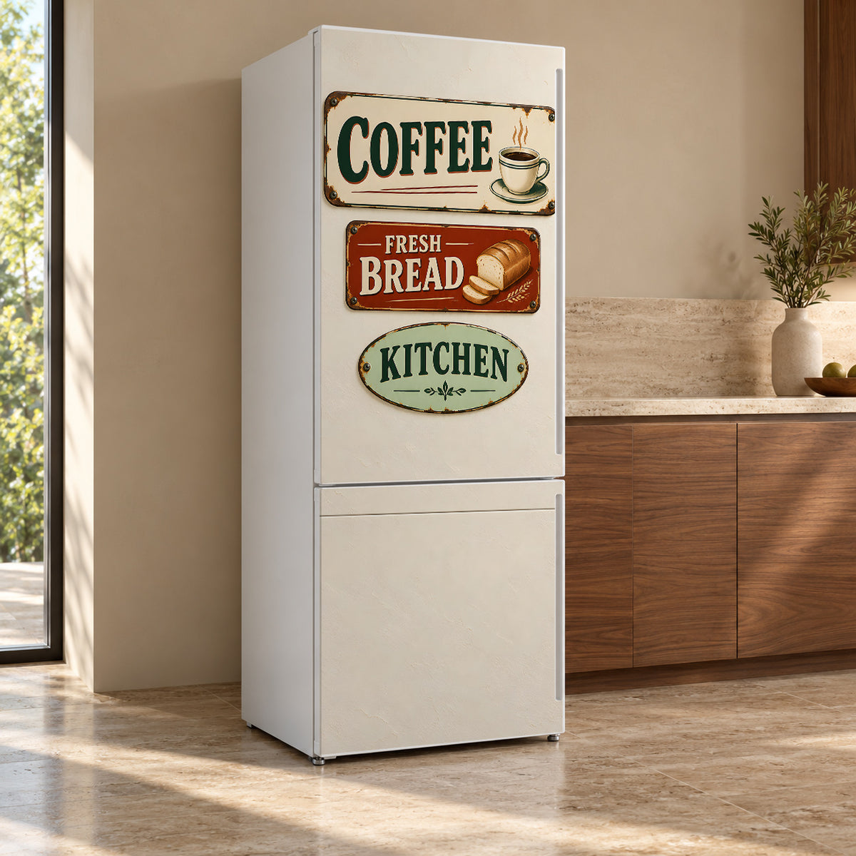 Vintage Kitchen Signs Fridge Wrap – Full Color Vinyl Refrigerator Decal