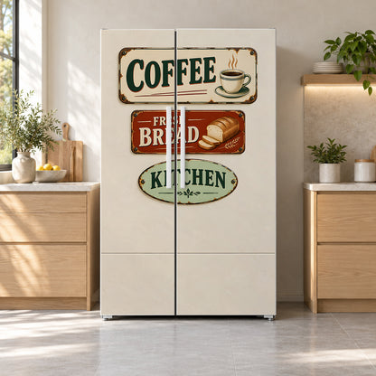 Vintage Kitchen Signs Fridge Wrap – Full Color Vinyl Refrigerator Decal