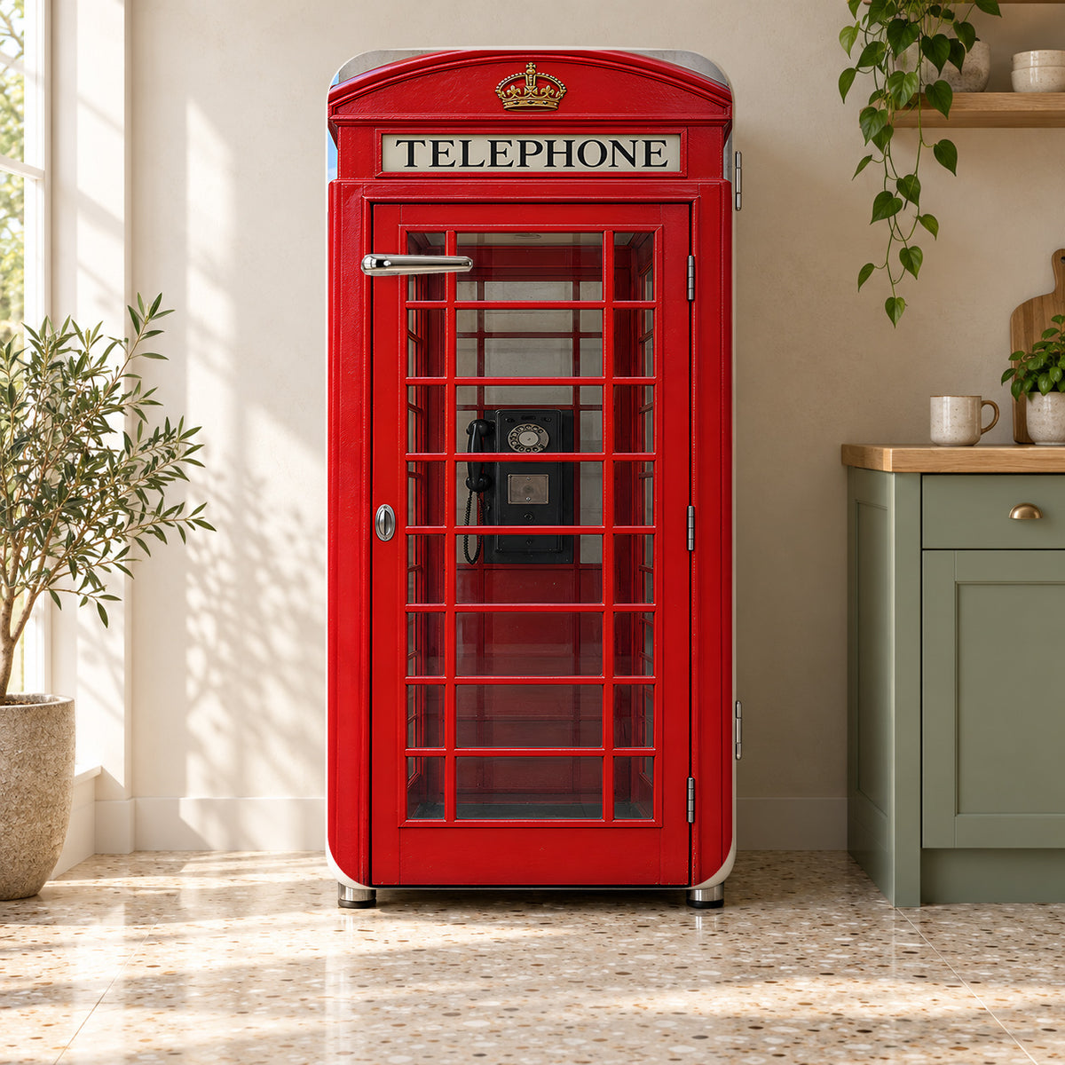London Phone Booth Fridge Wrap – Full Color Vinyl Refrigerator Decal