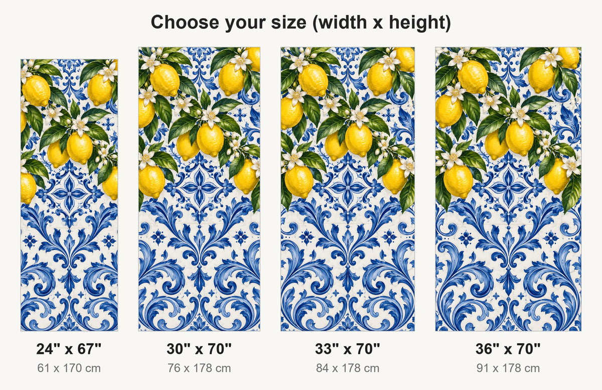 Amalfi Lemons & Majolica fridge wrap available sizes 24, 30, 33 and 36 inch
