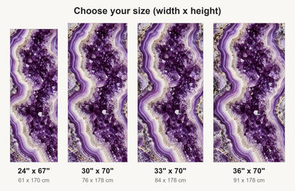 Amethyst Geode fridge wrap available sizes 24, 30, 33 and 36 inch
