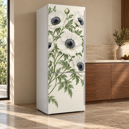 Anemones fridge wrap, refrigerator shown at an angle