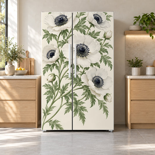 Anemones fridge wrap on a side-by-side refrigerator