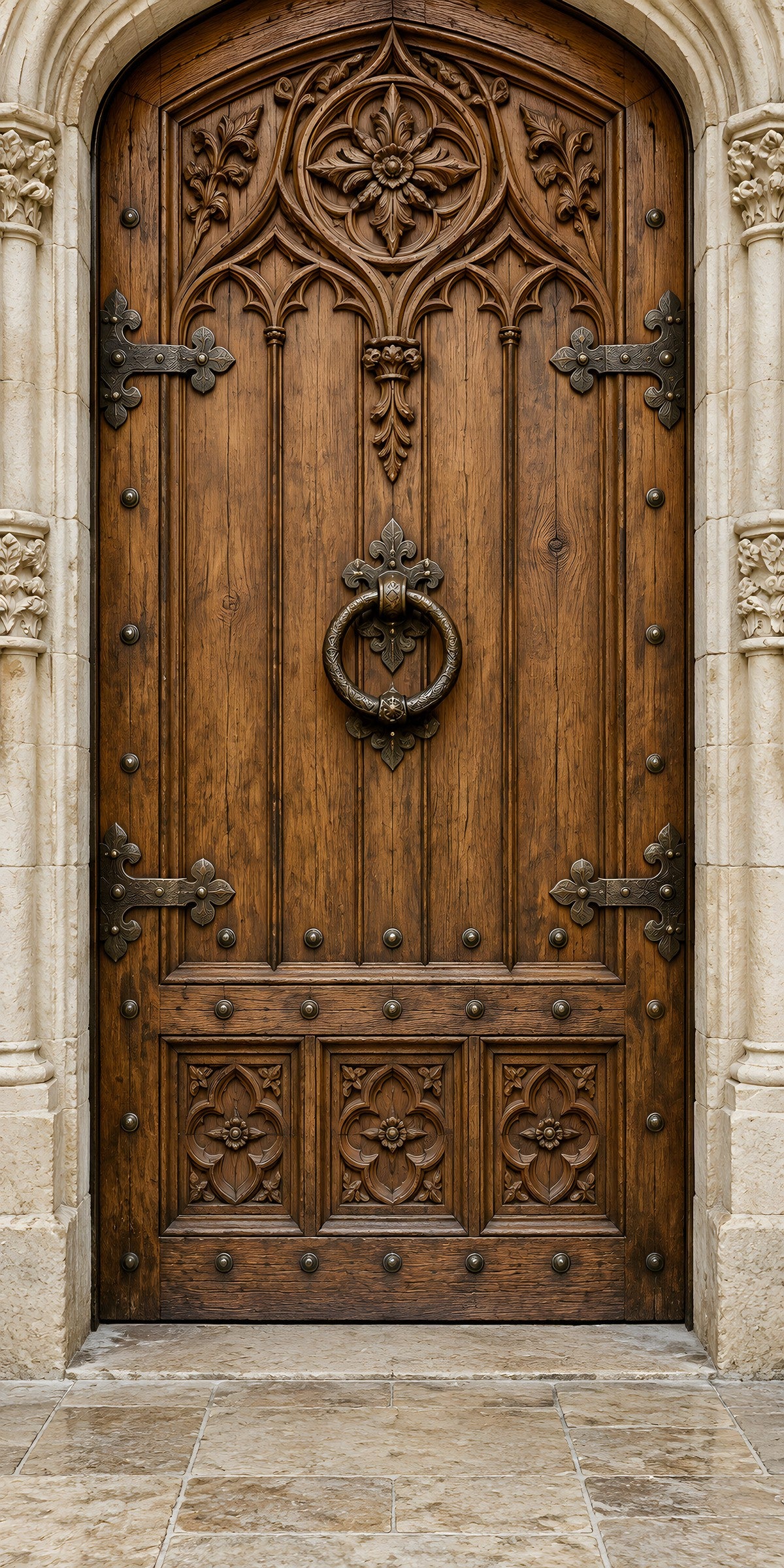 Antique Carved Door fridge wrap full design