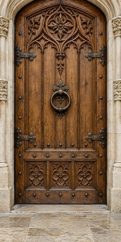 Antique Carved Door fridge wrap full design