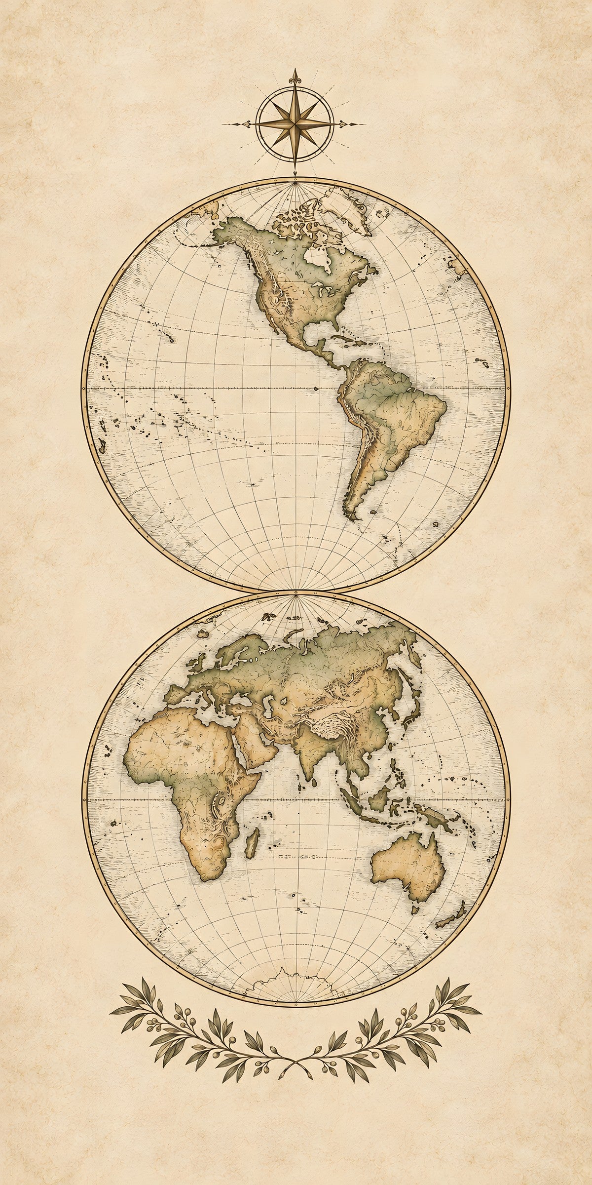 Antique World Map fridge wrap full design