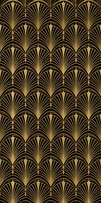 Art Deco Black & Gold Fans fridge wrap full design