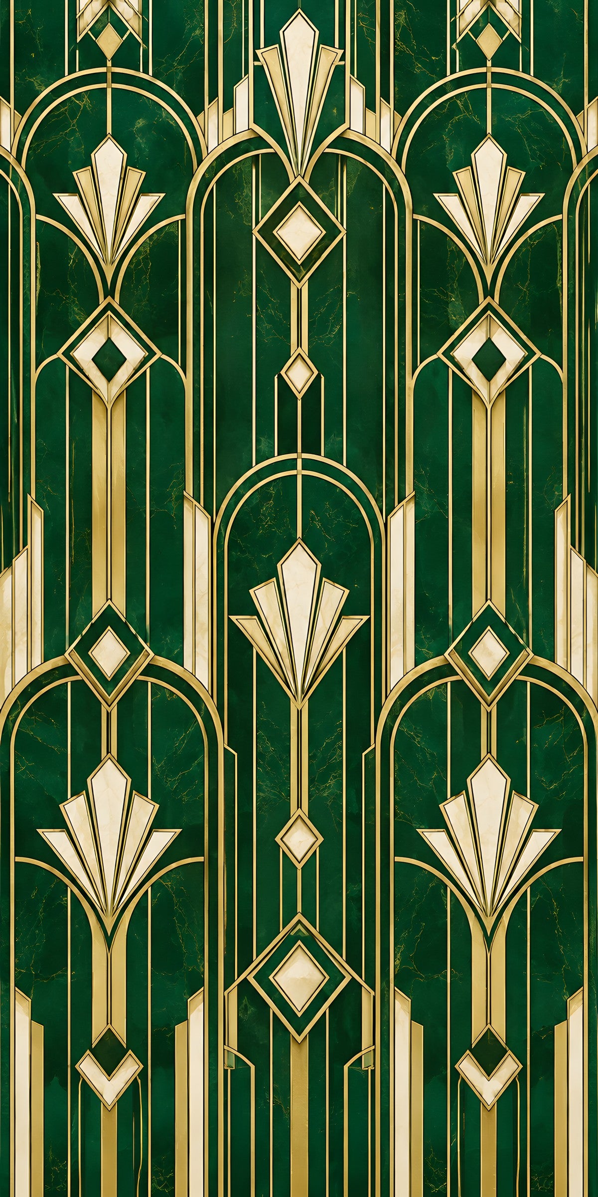 Art Deco Emerald & Brass fridge wrap full design