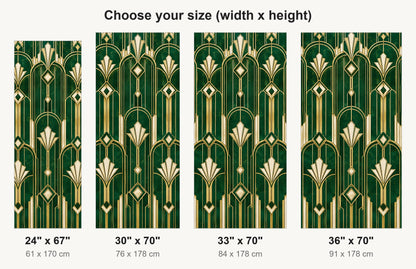 Art Deco Emerald & Brass fridge wrap available sizes 24, 30, 33 and 36 inch