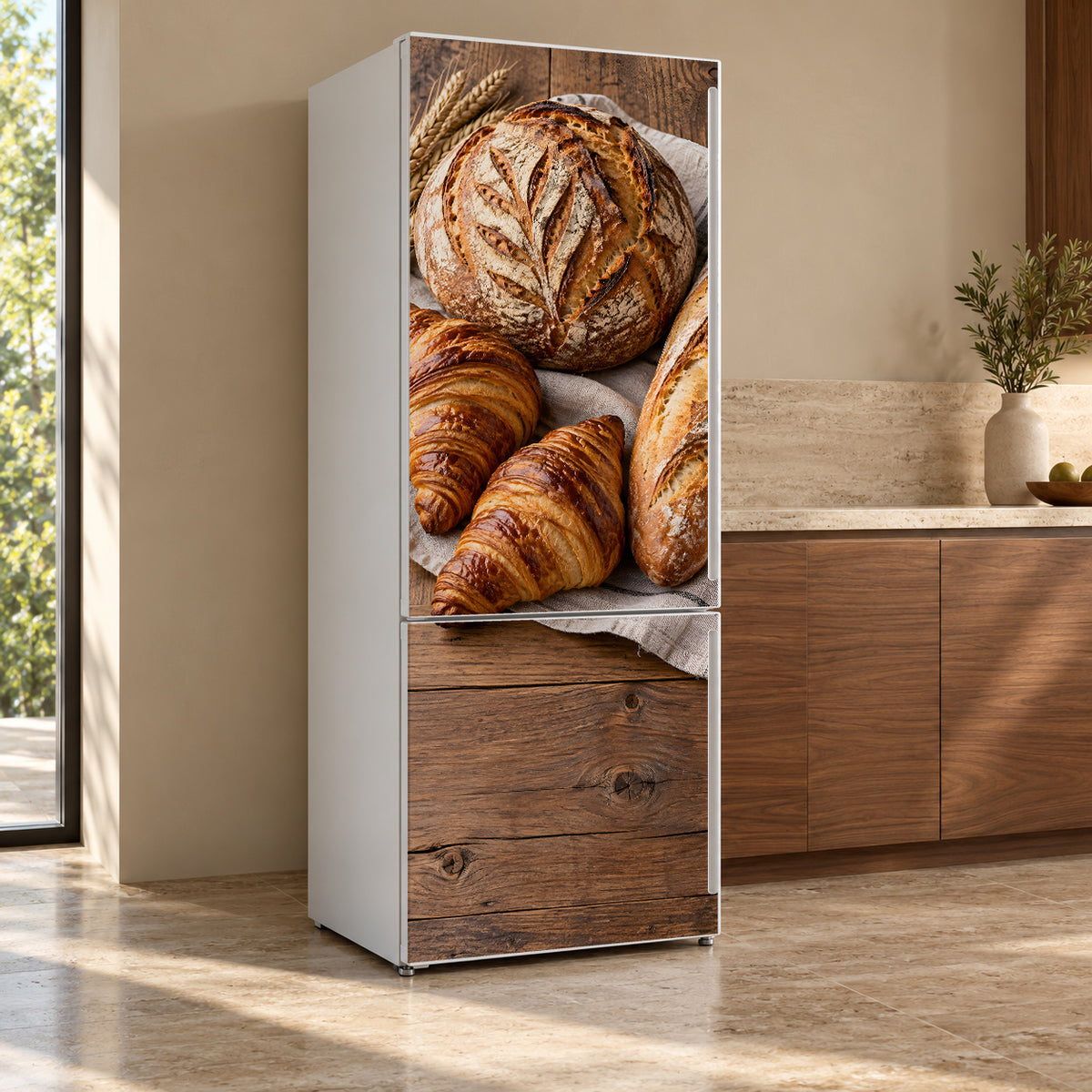 Artisan Bakery fridge wrap, refrigerator shown at an angle