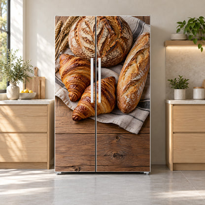 Artisan Bakery fridge wrap on a side-by-side refrigerator