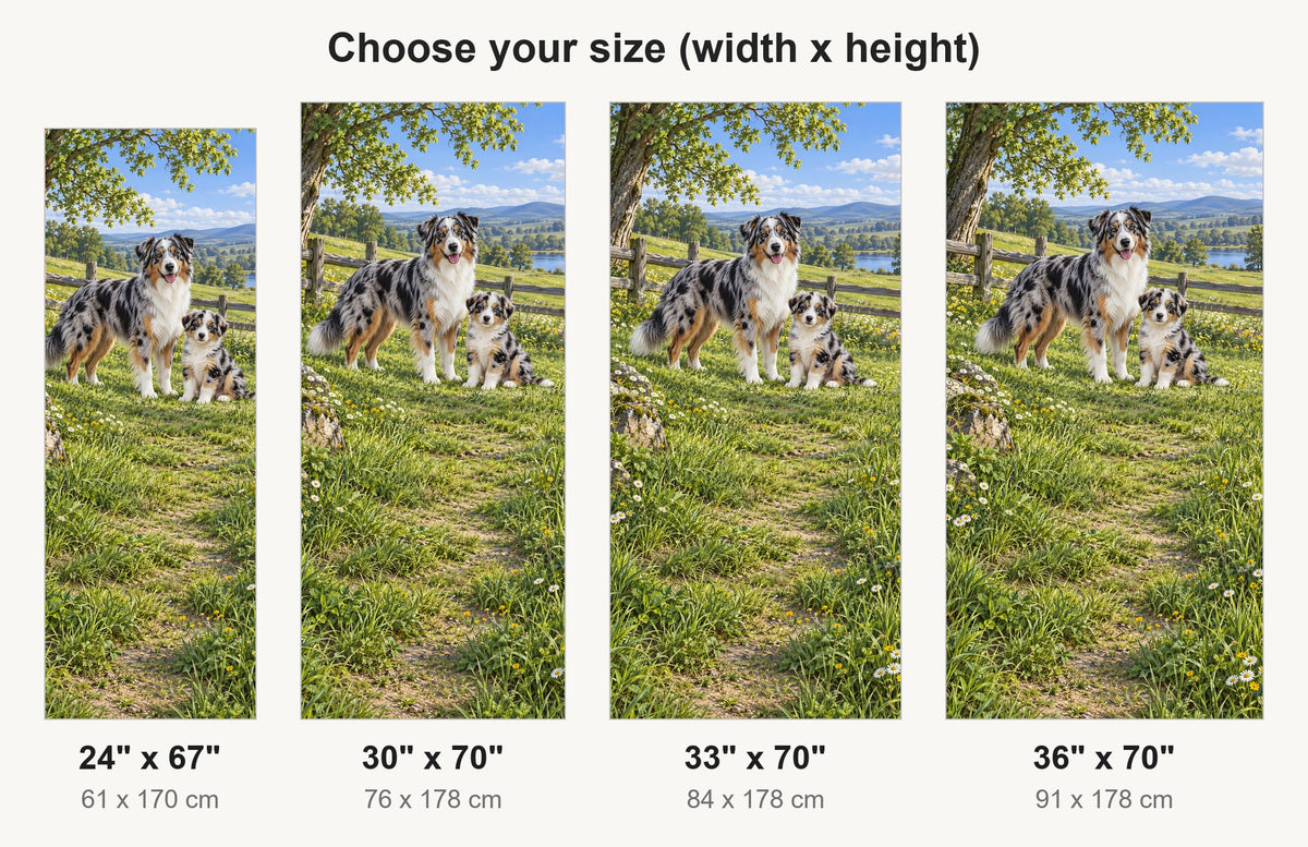 Australian Shepherds fridge wrap available sizes 24, 30, 33 and 36 inch