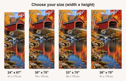 Autumn Covered Bridge fridge wrap available sizes 24, 30, 33 and 36 inch