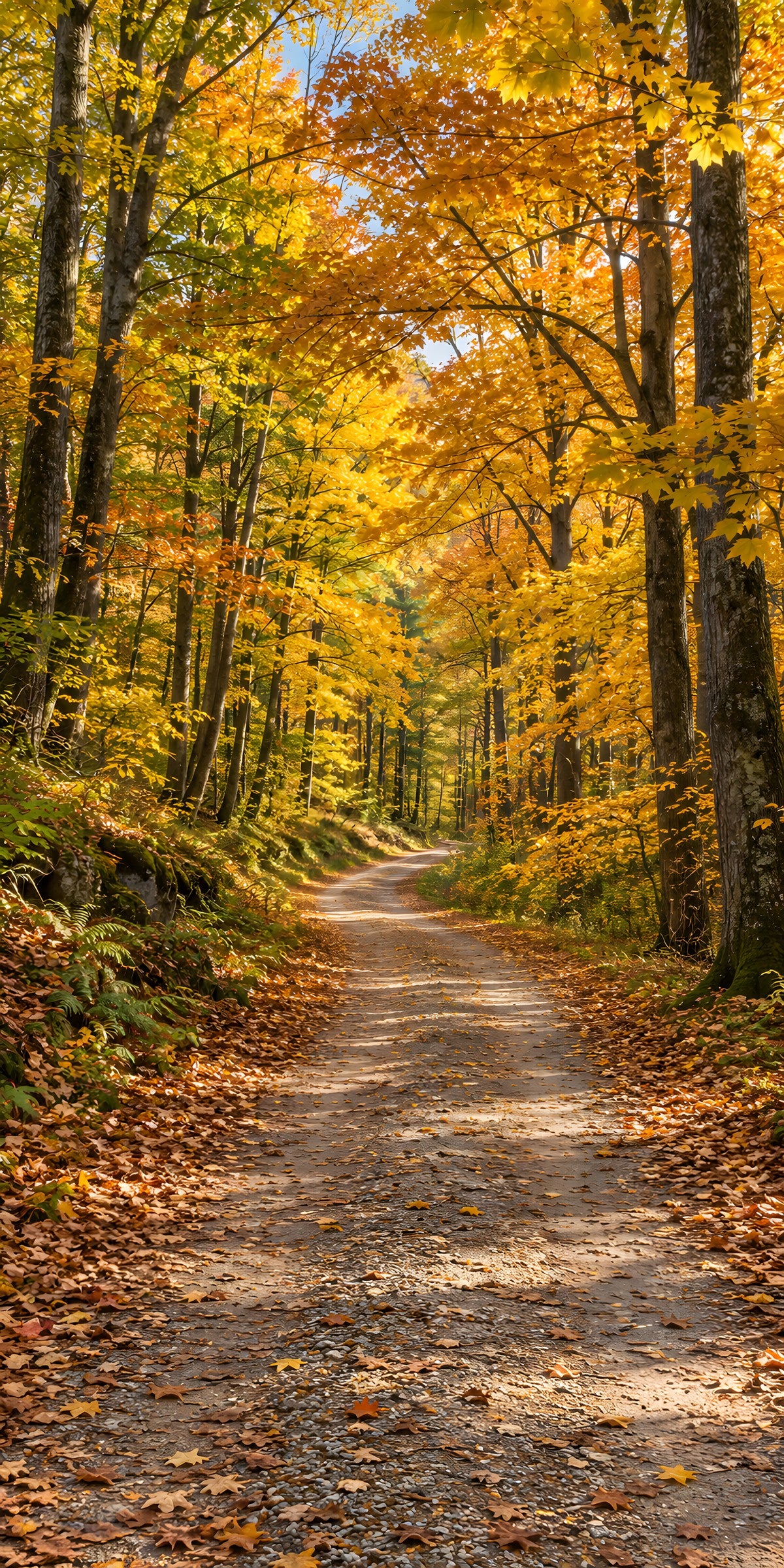 Autumn Forest Road fridge wrap full design