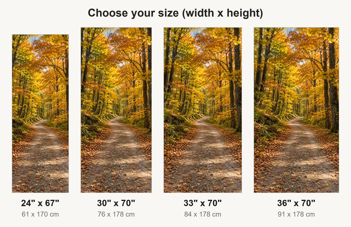 Autumn Forest Road fridge wrap available sizes 24, 30, 33 and 36 inch