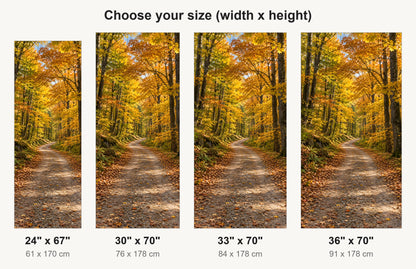 Autumn Forest Road fridge wrap available sizes 24, 30, 33 and 36 inch