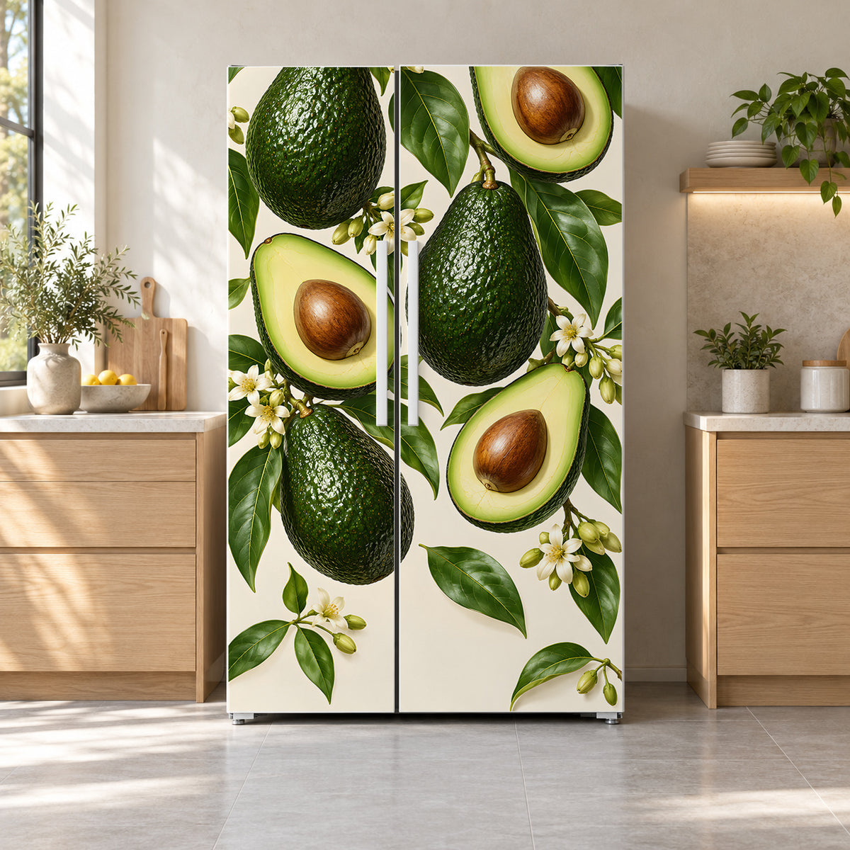 Avocados fridge wrap on a side-by-side refrigerator