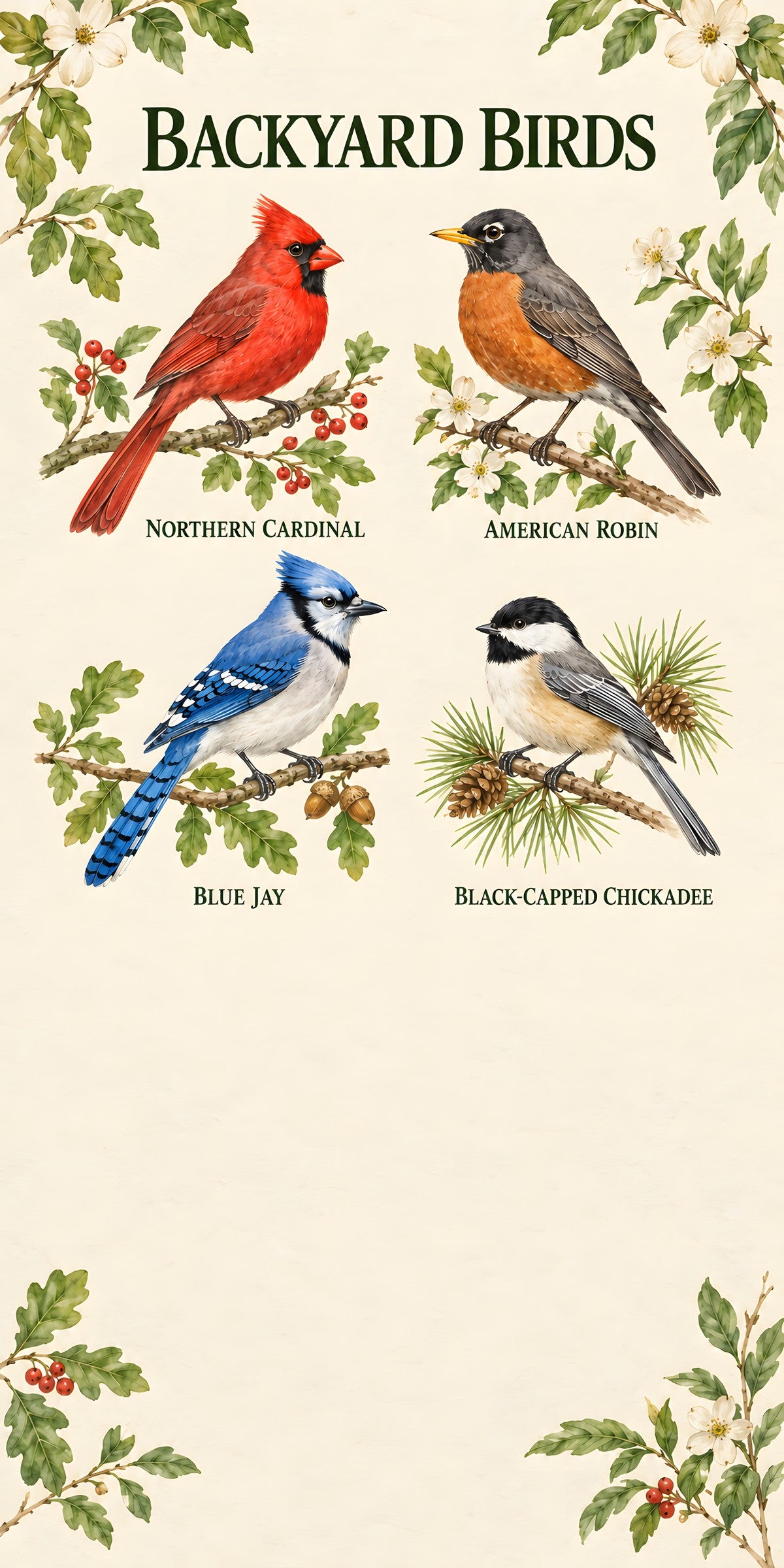 Backyard Birds Guide fridge wrap full design