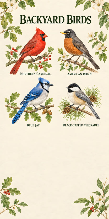 Backyard Birds Guide fridge wrap full design