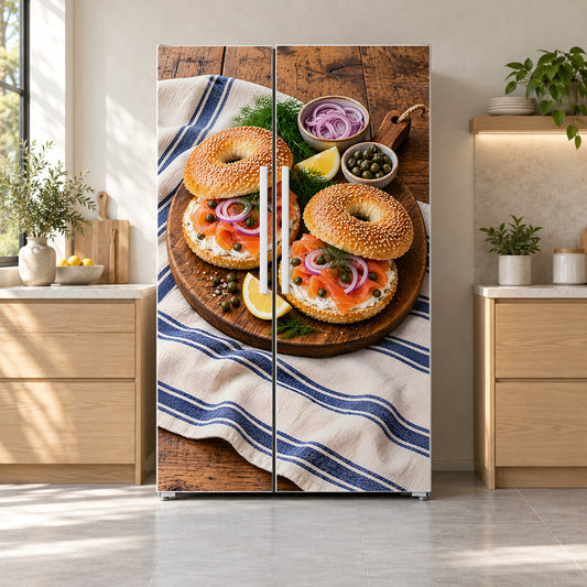 Bagels & Lox fridge wrap on a side-by-side refrigerator