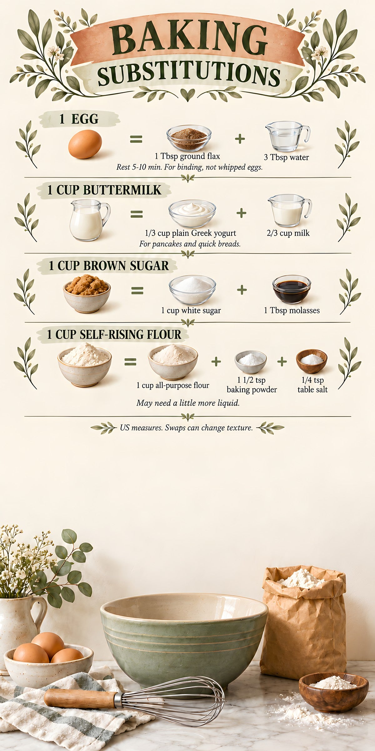 Baking Substitutions Chart fridge wrap full design