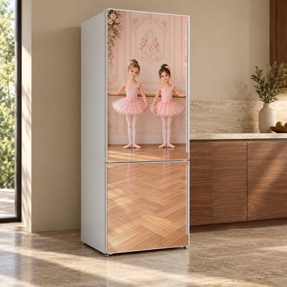 Ballerina Studio fridge wrap, refrigerator shown at an angle