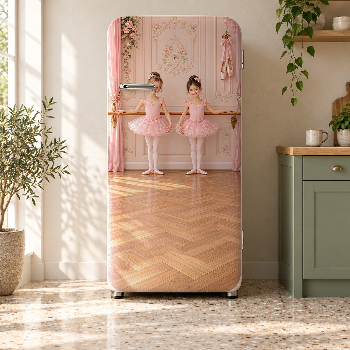 Ballerina Studio fridge wrap on a retro refrigerator