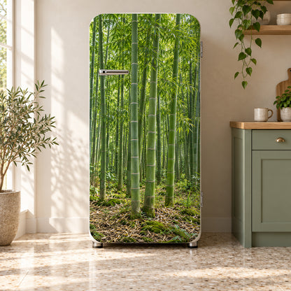 Bamboo Grove fridge wrap on a retro refrigerator